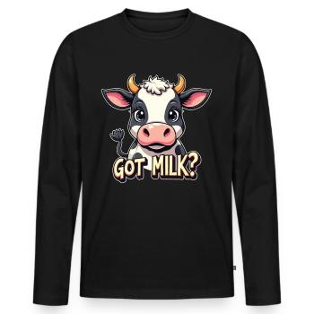 Cows Moo Cow Moo Cattle Dairy Cow Dairy Farmer - Men's Premium Organic Long Sleeve Shirt - black - Front - Nico (187cm)