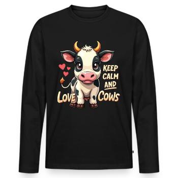 Cows Moo Cow Moo Cattle Dairy Cow Dairy Farmer - Men's Premium Organic Long Sleeve Shirt - black - Front - Nico (187cm)