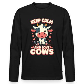 Cows Moo Cow Moo Cattle Dairy Cow Dairy Farmer - Men's Premium Organic Long Sleeve Shirt - black - Front - Nico (187cm)