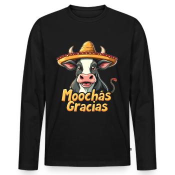 Cows Moo Cow Moo Cattle Dairy Cow Dairy Farmer - Men's Premium Organic Long Sleeve Shirt - black - Front - Nico (187cm)