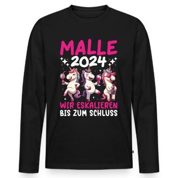 Malle 2024 Licorne Nous intensifions jusqu’à la fin - T-shirt manches longues Premium bio Homme - noir - Devant - Nico (187cm)