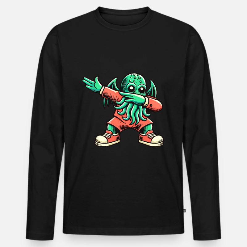 Lustiger Dabbender Cthulhu Dabbing Design - Männer Premium Bio Langarmshirt - Schwarz