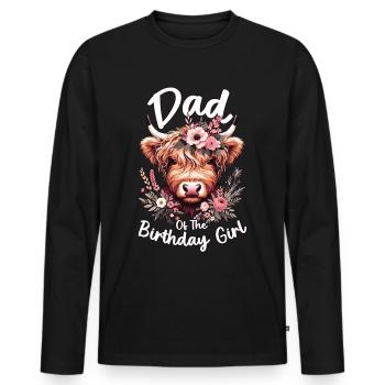Papa de la fille d’anniversaire - T-shirt manches longues Premium bio Homme - noir - Devant - Nico (187cm)