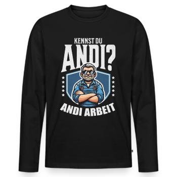 Handwerker Andi Arbeit Geschenk Sprüche Lustig - Männer Premium Bio Langarmshirt - Schwarz - Vorne - Nico (187cm)