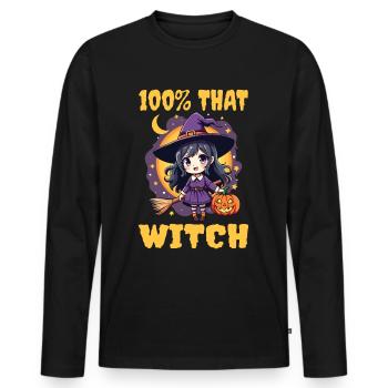 Halloween Witch Costume Witch Broom - Men's Premium Organic Long Sleeve Shirt - black - Front - Nico (187cm)