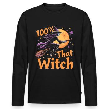 Halloween Witch Costume Witch Broom - Men's Premium Organic Long Sleeve Shirt - black - Front - Nico (187cm)