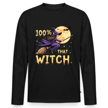 Halloween Witch Costume Witch Broom - Men's Premium Organic Long Sleeve Shirt - black - Front - Nico (187cm)