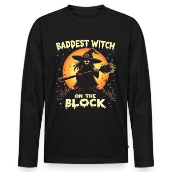 Halloween Witch Costume Witch Broom - Men's Premium Organic Long Sleeve Shirt - black - Front - Nico (187cm)