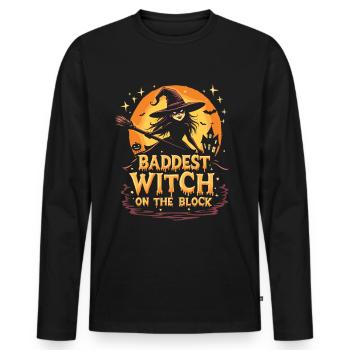 Halloween Witch Costume Witch Broom - Men's Premium Organic Long Sleeve Shirt - black - Front - Nico (187cm)