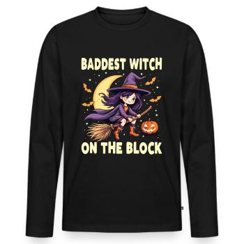 Halloween Witch Costume Witch Broom - Men's Premium Organic Long Sleeve Shirt - black - Front - Nico (187cm)
