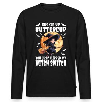 Halloween Witch Costume Witch Broom - Men's Premium Organic Long Sleeve Shirt - black - Front - Nico (187cm)
