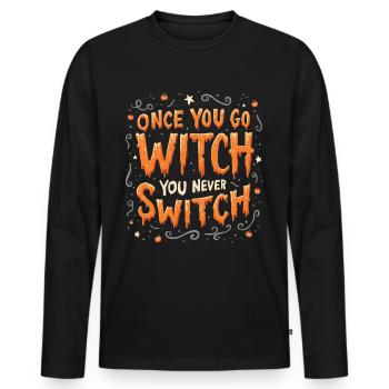 Halloween Witch Costume Witch Broom - Men's Premium Organic Long Sleeve Shirt - black - Front - Nico (187cm)