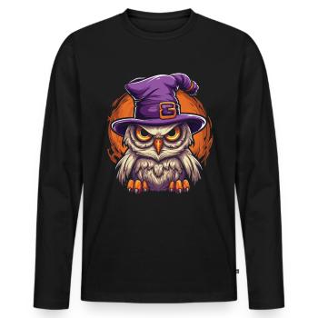 Costume de sorcière d’Halloween Balai de sorcière - T-shirt manches longues Premium bio Homme - noir - Devant - Nico (187cm)