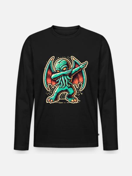 Funny Dabbing Cthulhu Dabbing Design - Men's Premium Organic Long Sleeve Shirt - black