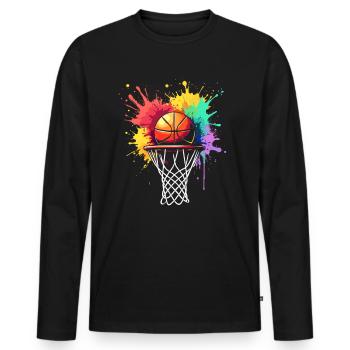 Basketball Basketball Player, Splash, Basketball Player - Men's Premium Organic Long Sleeve Shirt - black - Front - Nico (187cm)