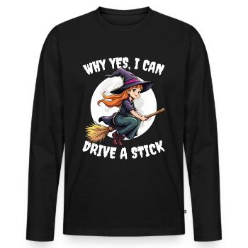 Halloween Witch Costume Witch Broom - Men's Premium Organic Long Sleeve Shirt - black - Front - Nico (187cm)