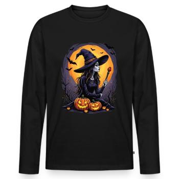 Halloween Witch Costume Witch Broom - Men's Premium Organic Long Sleeve Shirt - black - Front - Nico (187cm)