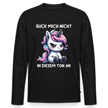 Don't look at me in this tone Unicorn - Men's Premium Organic Long Sleeve Shirt - black - Front - Nico (187cm)