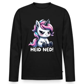 Heid Ned Dialecte Licorne - T-shirt manches longues Premium bio Homme - noir - Devant - Nico (187cm)