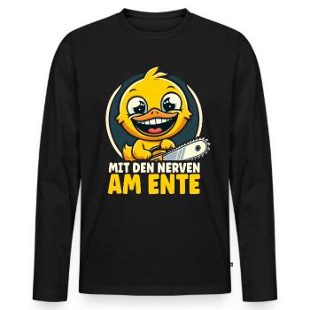 Stress Gestresst Nerven Arbeit Geschenk Spruch - Männer Premium Bio Langarmshirt - Schwarz - Vorne - Nico (187cm)