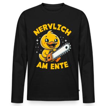 Stress Gestresst Nerven Arbeit Geschenk Spruch - Männer Premium Bio Langarmshirt - Schwarz - Vorne - Nico (187cm)