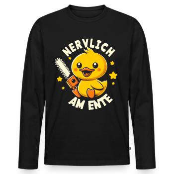 Stress Gestresst Nerven Arbeit Geschenk Spruch - Männer Premium Bio Langarmshirt - Schwarz - Vorne - Nico (187cm)