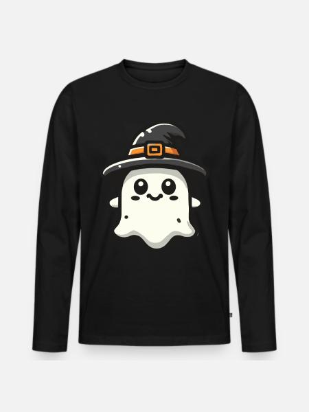 Funny Witch Ghost Spooky Party - Men's Premium Organic Long Sleeve Shirt - black