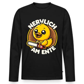 Stress Gestresst Nerven Arbeit Geschenk Spruch - Männer Premium Bio Langarmshirt - Schwarz - Vorne - Nico (187cm)