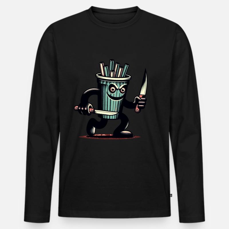 Scary Psycho Drinking Cup Drinks - Men's Premium Organic Long Sleeve Shirt - black