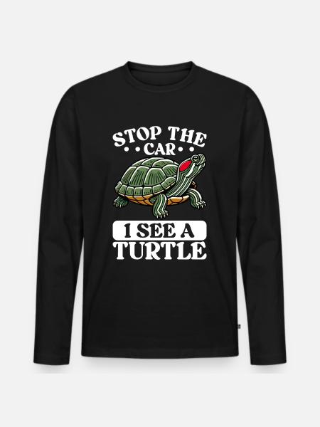 Turtle Red-eared Turtle - Men's Premium Organic Long Sleeve Shirt - black