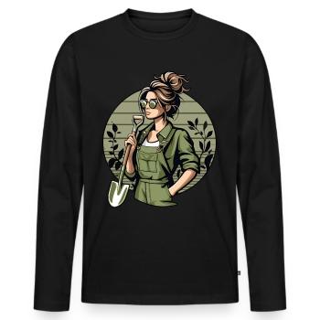 Garten Geschenk Gärtnerin Geburtstag Geschenk - Männer Premium Bio Langarmshirt - Schwarz - Vorne - Nico (187cm)