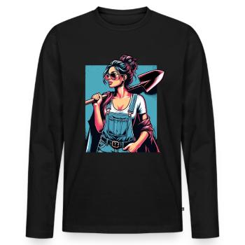 Garten Geschenk Gärtnerin Geburtstag Geschenk - Männer Premium Bio Langarmshirt - Schwarz - Vorne - Nico (187cm)