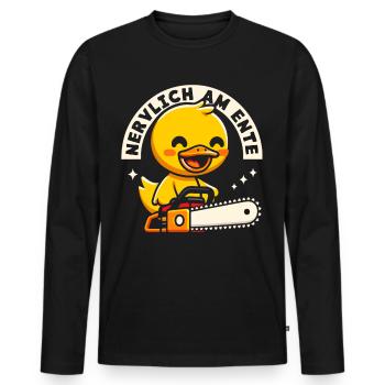 Stress Gestresst Nerven Arbeit Geschenk Spruch - Männer Premium Bio Langarmshirt - Schwarz - Vorne - Nico (187cm)