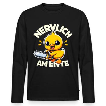 Stress Gestresst Nerven Arbeit Geschenk Spruch - Männer Premium Bio Langarmshirt - Schwarz - Vorne - Nico (187cm)