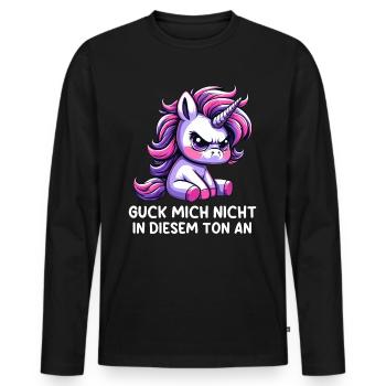 Ne me regarde pas sur ce ton - T-shirt manches longues Premium bio Homme - noir - Devant - Nico (187cm)