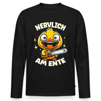 Stress Gestresst Nerven Arbeit Geschenk Spruch - Männer Premium Bio Langarmshirt - Schwarz - Vorne - Nico (187cm)