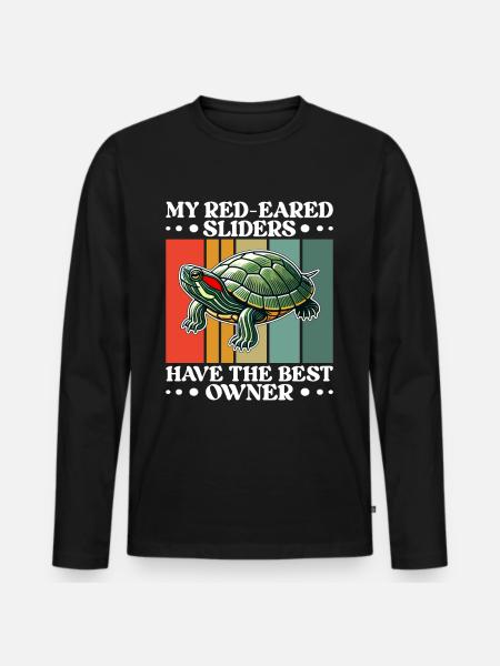 Turtle Red-eared Turtle - Men's Premium Organic Long Sleeve Shirt - black