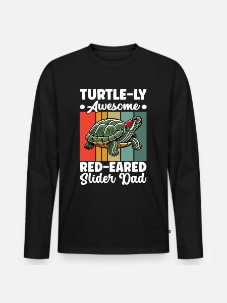Turtle Red-eared Turtle - Men's Premium Organic Long Sleeve Shirt - black