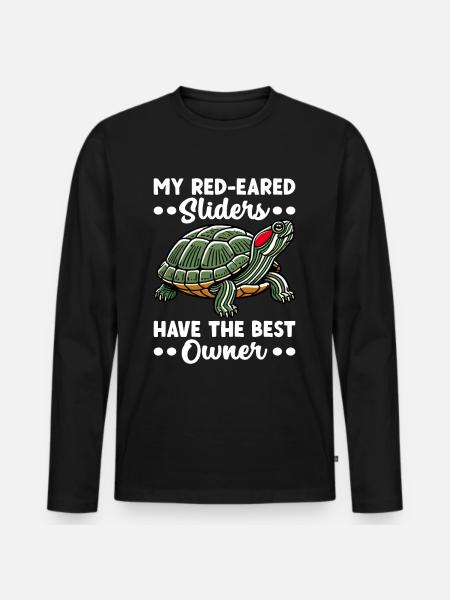 Turtle Red-eared Turtle - Men's Premium Organic Long Sleeve Shirt - black