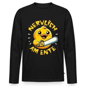 Stress Gestresst Nerven Arbeit Geschenk Spruch - Männer Premium Bio Langarmshirt - Schwarz - Vorne - Nico (187cm)