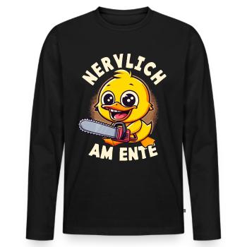 Stress Gestresst Nerven Arbeit Geschenk Spruch - Männer Premium Bio Langarmshirt - Schwarz - Vorne - Nico (187cm)