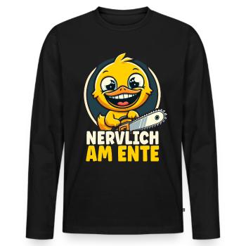 Stress Gestresst Nerven Arbeit Geschenk Spruch - Männer Premium Bio Langarmshirt - Schwarz - Vorne - Nico (187cm)