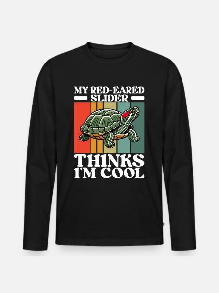 Turtle Red-eared Turtle - Men's Premium Organic Long Sleeve Shirt - black