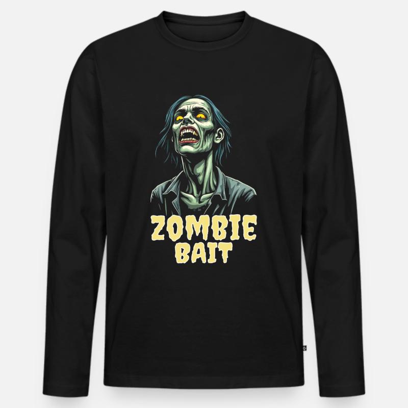 Halloween Zombie Design - Männer Premium Bio Langarmshirt - Schwarz