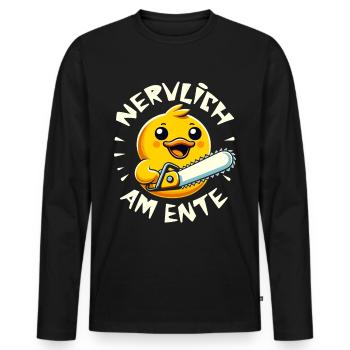 Stress Gestresst Nerven Arbeit Geschenk Spruch - Männer Premium Bio Langarmshirt - Schwarz - Vorne - Nico (187cm)