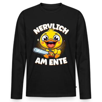 Stress Gestresst Nerven Arbeit Geschenk Spruch - Männer Premium Bio Langarmshirt - Schwarz - Vorne - Nico (187cm)
