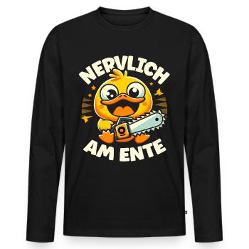 Stress Gestresst Nerven Arbeit Geschenk Spruch - Männer Premium Bio Langarmshirt - Schwarz - Vorne - Nico (187cm)