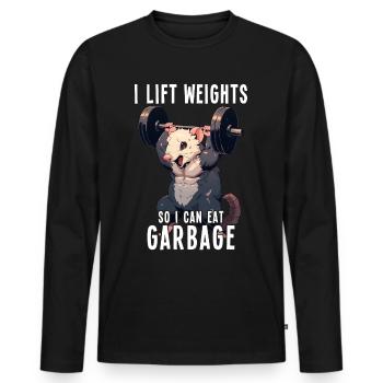 Opossum Gym Cadeau d’entraînement d’haltérophilie - T-shirt manches longues Premium bio Homme - noir - Devant - Nico (187cm)