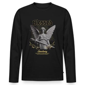 Engel Mighty Streetwear Design - Men's Premium Organic Long Sleeve Shirt - black - Front - Nico (187cm)