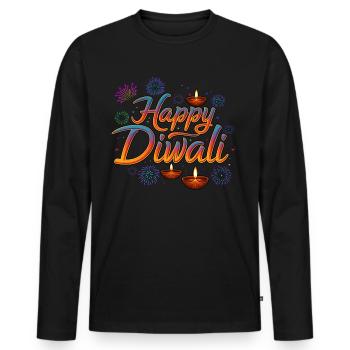 Happy Diwali - Männer Premium Bio Langarmshirt - Schwarz - Vorne - Nico (187cm)